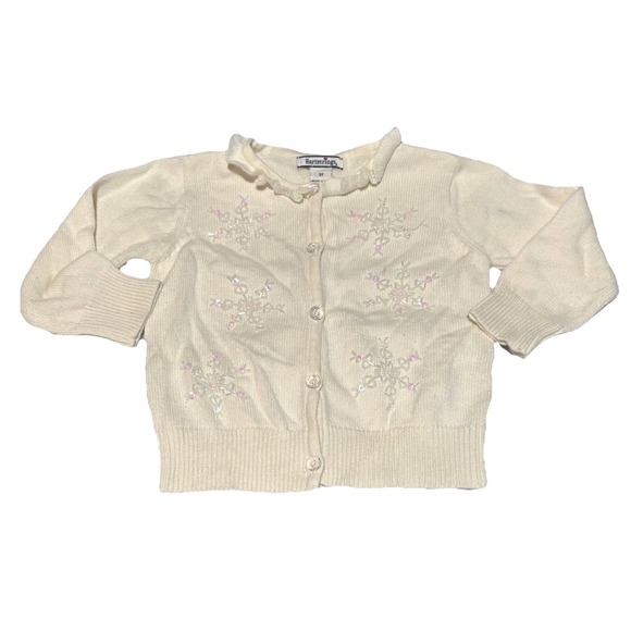 Hartstrings Sweater Size 3T Snowflake Beaded Sequin Girls White Holiday - Picture 4 of 5